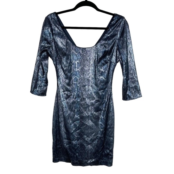Guess Grey Snake Sequin Boatneck Dress - Picture 1 of 7